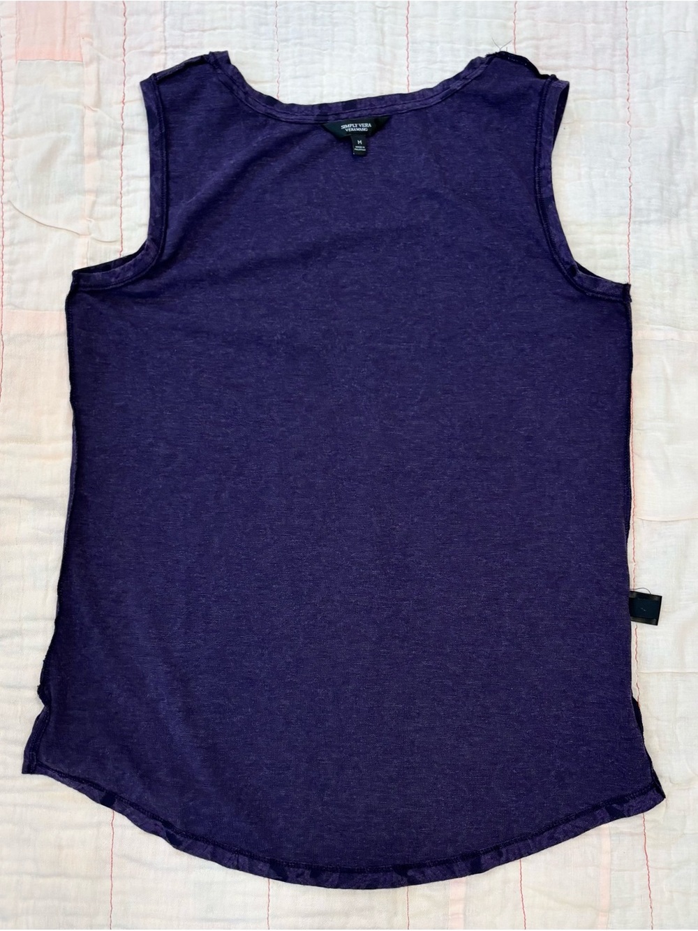 Simply Vera Vera Wang Deep Purple Floral Burnout Tank, Women Sz M, Sleeveless - Picture 13 of 13